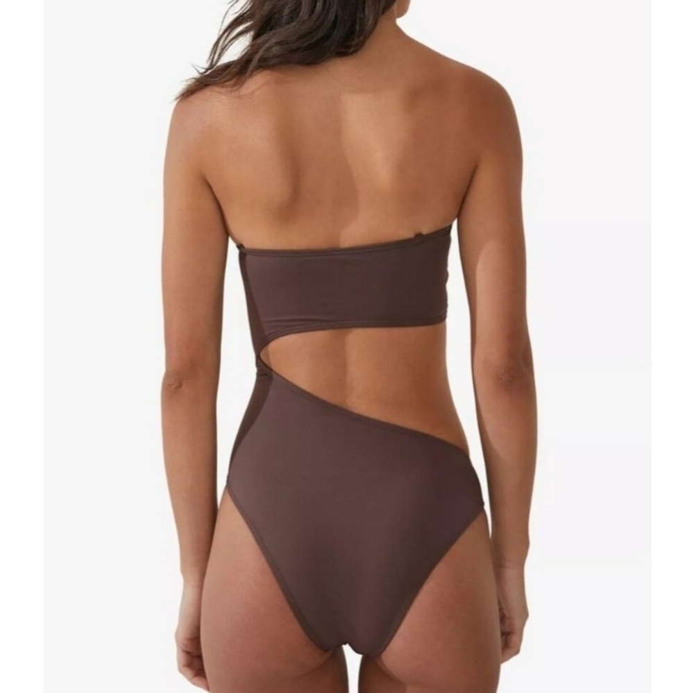 Cotton On | Cut Out Bandeau One Piece Swimwear In Brown Size M - Picture 2 of 9